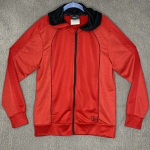 AND1 Skip Pass Full Zip Red Hoodie Jacket Men's Sz S Activewear Pockets